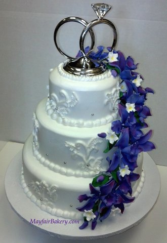 3 tier lavender gum paste flowers